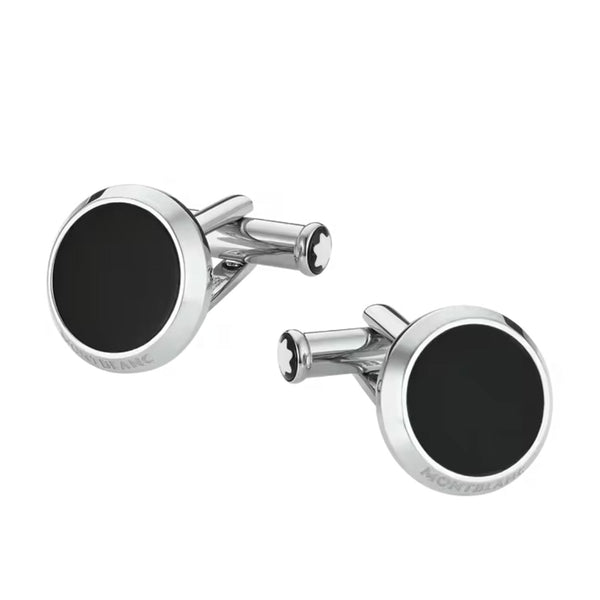 Montblanc Meisterstück Steel Cufflinks With Onyx Inlay - Berry's Jewellers