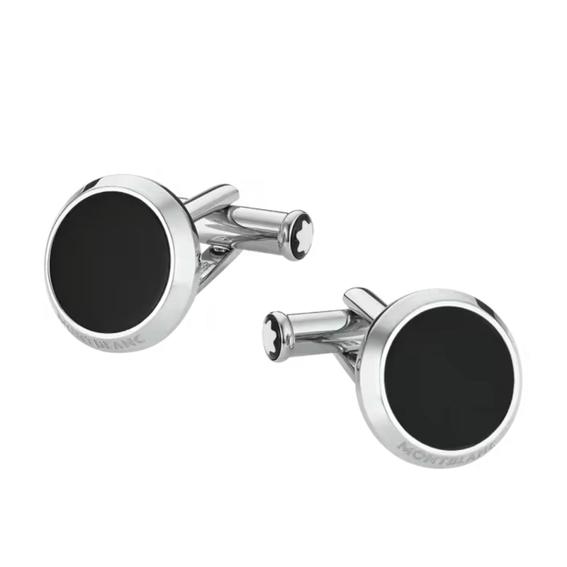 Montblanc Meisterstück Steel Cufflinks With Onyx Inlay - Berry's Jewellers