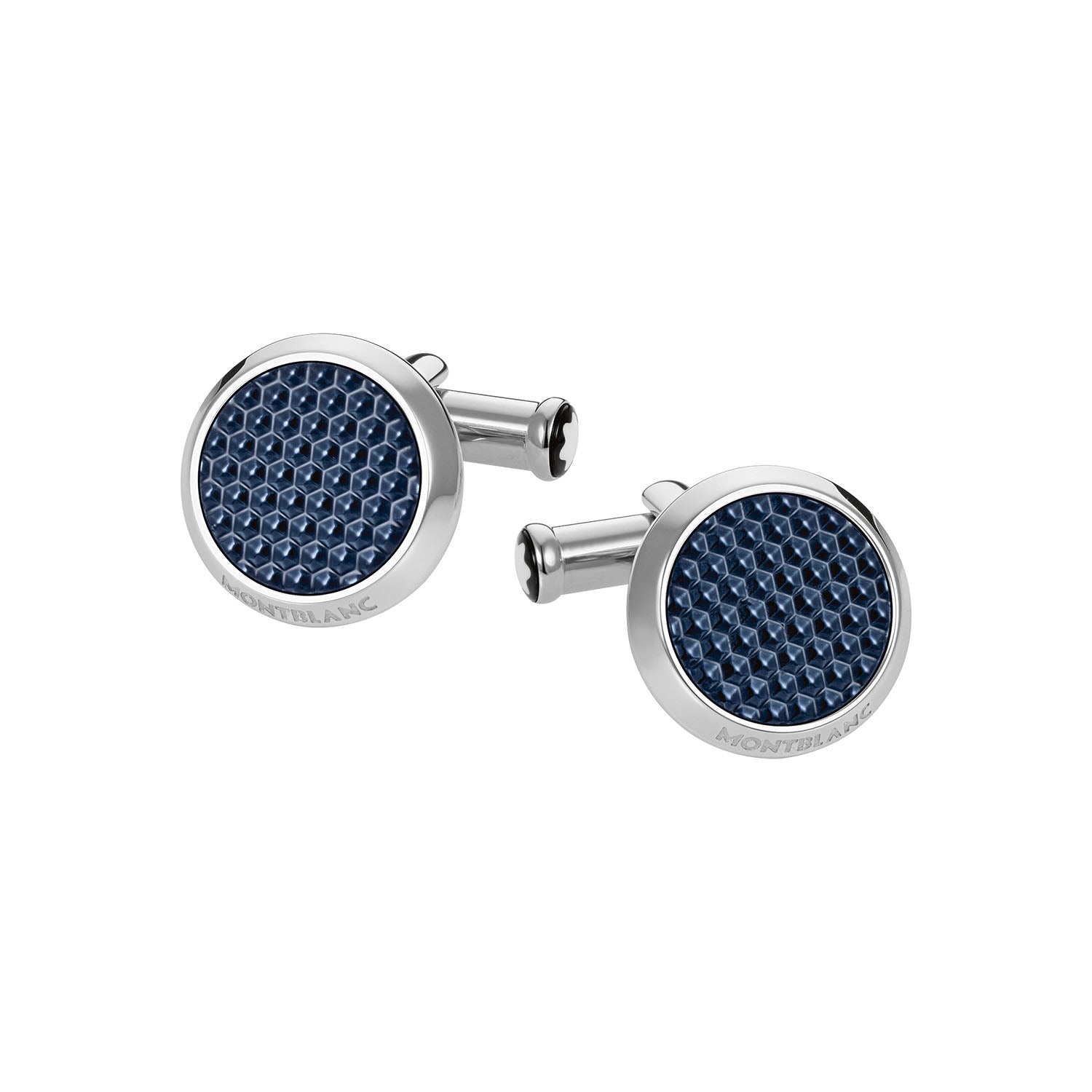 Montblanc Meisterstuck Round Steel Blue Lacquer Cufflinks - Berry's Jewellers