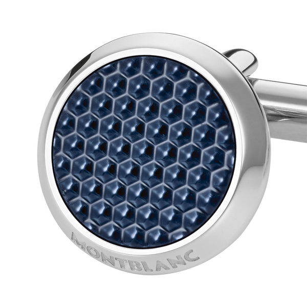 Montblanc Meisterstuck Round Steel Blue Lacquer Cufflinks - Berry's Jewellers