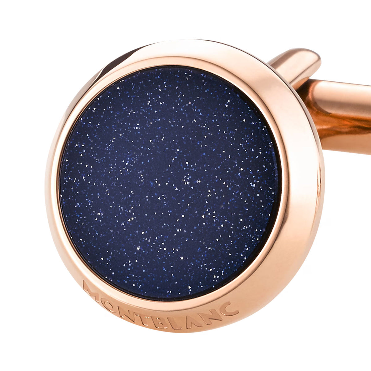 Montblanc Meisterstück Rose Gold PVD Plated Steel Cufflinks With Blue Goldstone Inlay - Berry's Jewellers