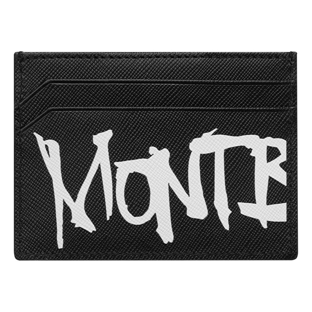 Sartorial Calligraphy Black Leather 6cc Pocket Wallet