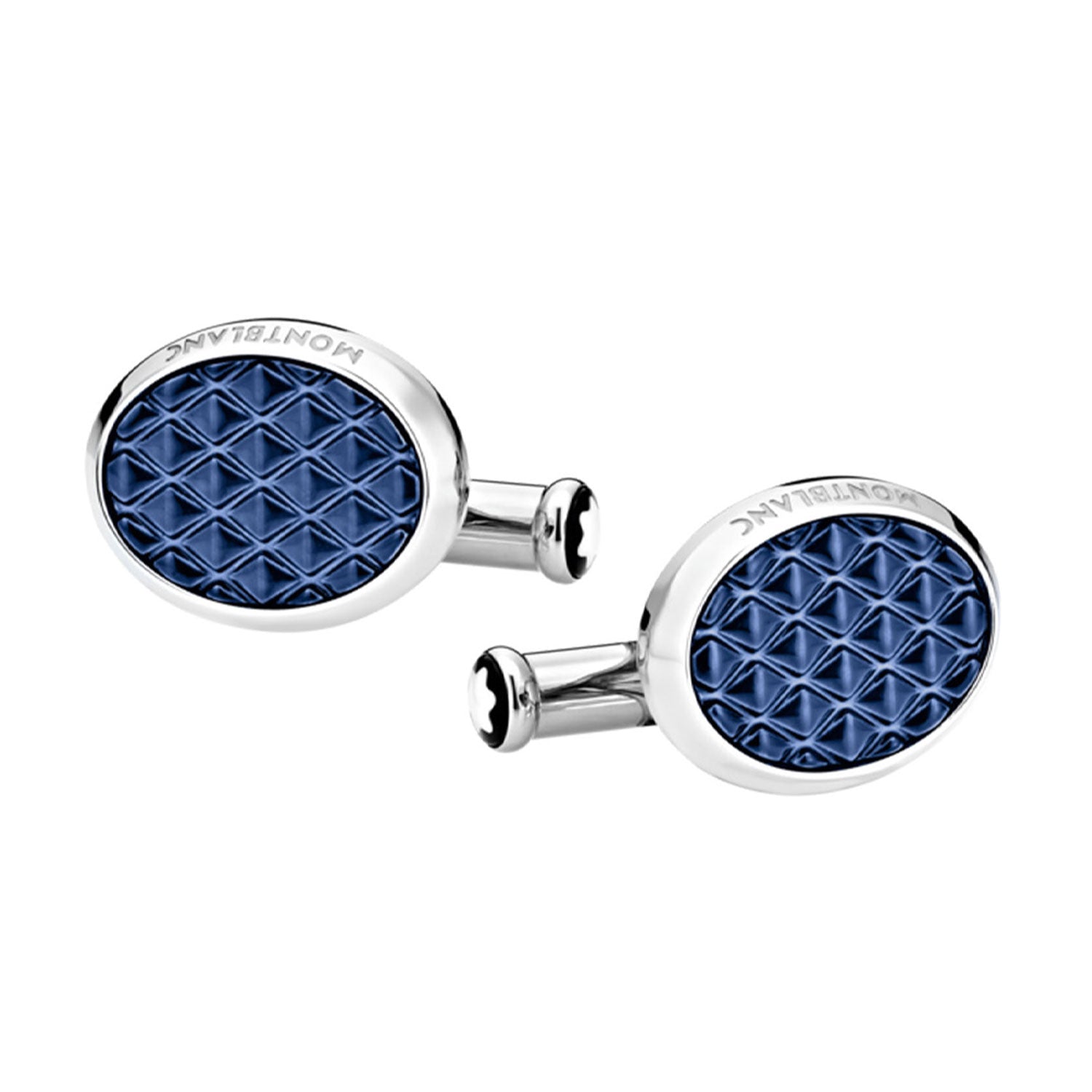 Montblanc Meisterstuck Steel Oval Geometric Inlay Cufflinks - Berry's Jewellers