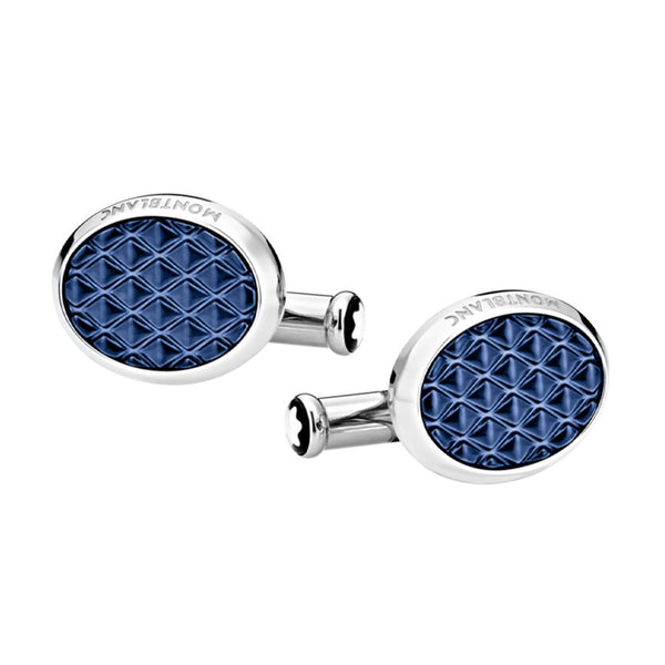 Montblanc Meisterstuck Steel Oval Geometric Inlay Cufflinks - Berry's Jewellers