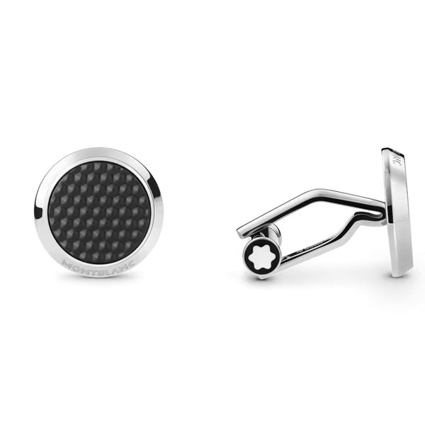 Montblanc Meisterstück Steel Cufflinks With Patterned Lacquer Inlay - Berry's Jewellers