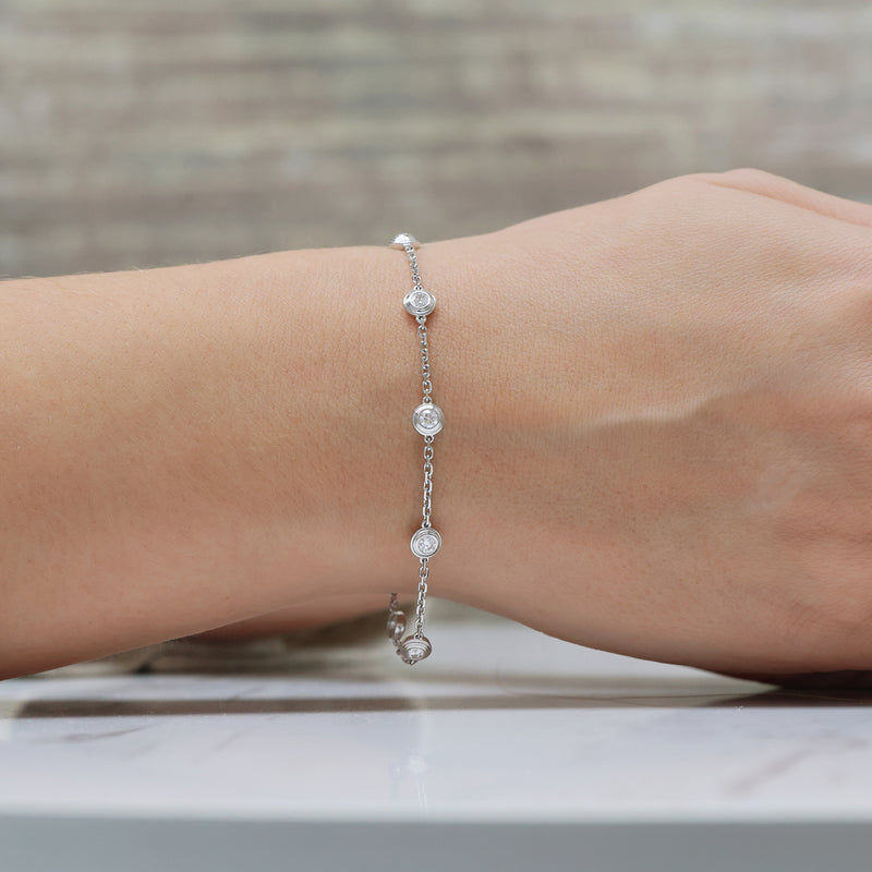 Berry's 18ct White Gold Round Brilliant Cut Diamond Groove Detail Bracelet - Berry's Jewellers