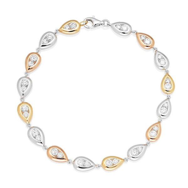 Berry's 18ct White, Yellow and Rose Gold Raindrops Diamond Bracelet - Berry's Jewellers