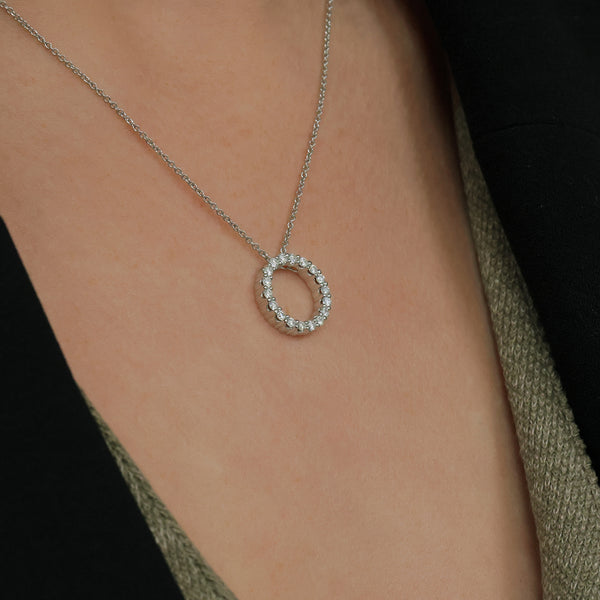 Berry's 18ct White Gold And Round Brilliant Cut Diamond Open Circle Pendant - Berry's Jewellers
