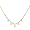 18ct Yellow Gold Rub Over Set Diamond Necklet With Five Diamond Drops