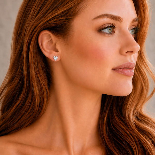 Berry's 18ct White Gold Mixed Diamond Heart Shaped Stud Earrings - Berry's Jewellers