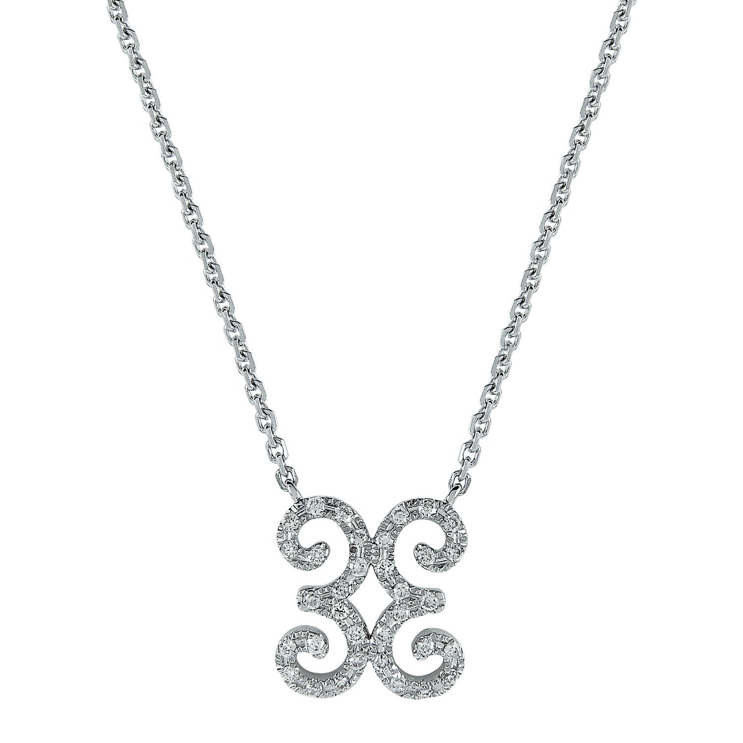Berry's 18ct White Gold Diamond Set Scroll Design Pendant - Berry's Jewellers