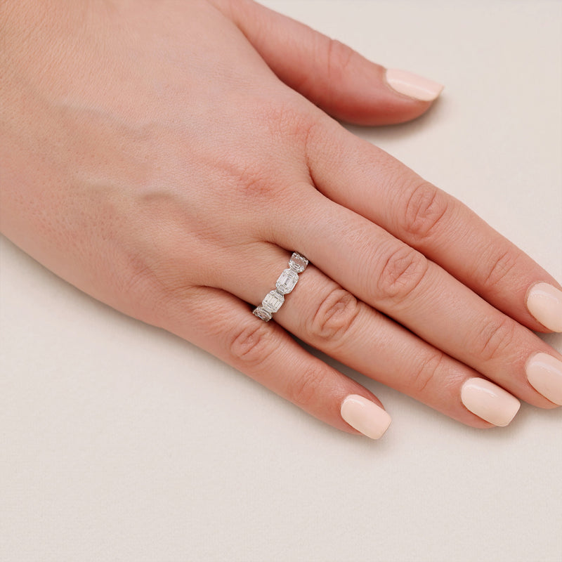 Berry's Platinum Five Stone Baguette and Round Brilliant Diamond Horizontal Cluster Ring - Berry's Jewellers