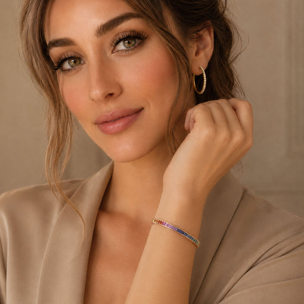 Berry's 18ct Rose Gold Rainbow Sapphire Tennis Bracelet - Berry's Jewellers