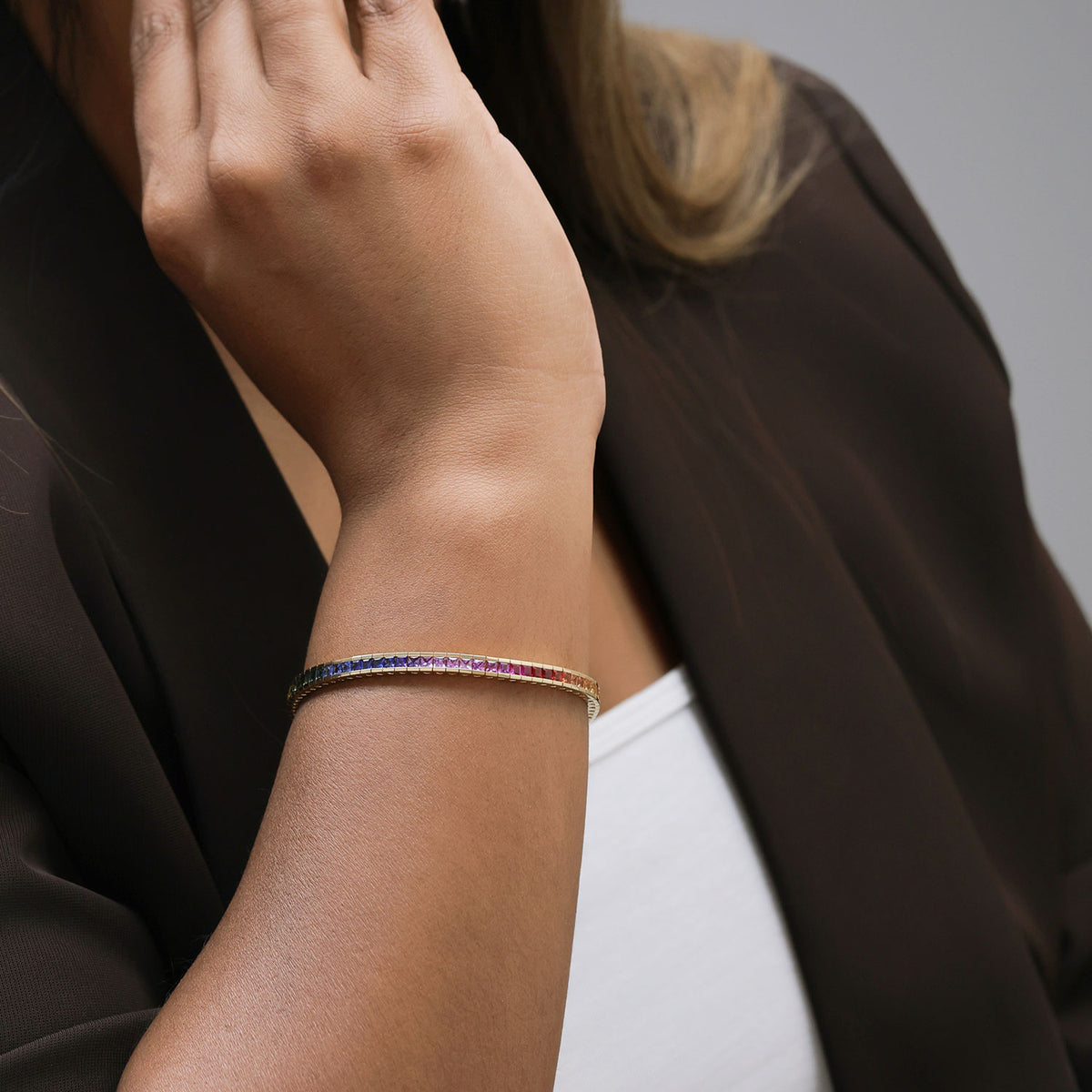 Berry's 18ct Yellow Gold Rainbow Sapphire Tennis Bracelet - Berry's Jewellers