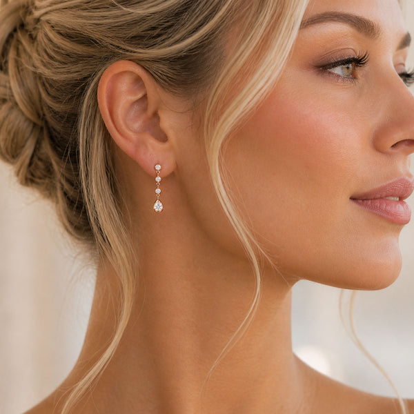 Berry's 18ct Rose Gold Round Brilliant Cut Diamond Drop Earrings In A Rub Over Setting - Berry's Jewellers