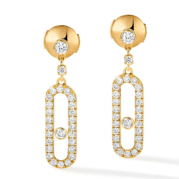 Messika Paris Move Uno 18ct Yellow Gold Pave Set Diamond Drop Earrings - Berry's Jewellers