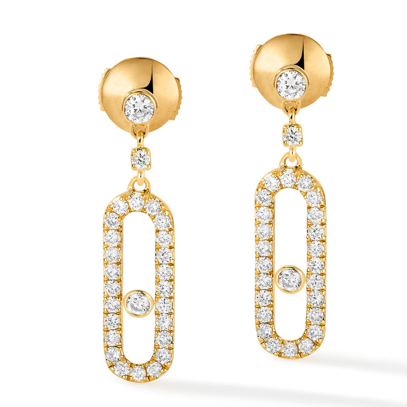 Messika Paris Move Uno 18ct Yellow Gold Pave Set Diamond Drop Earrings - Berry's Jewellers