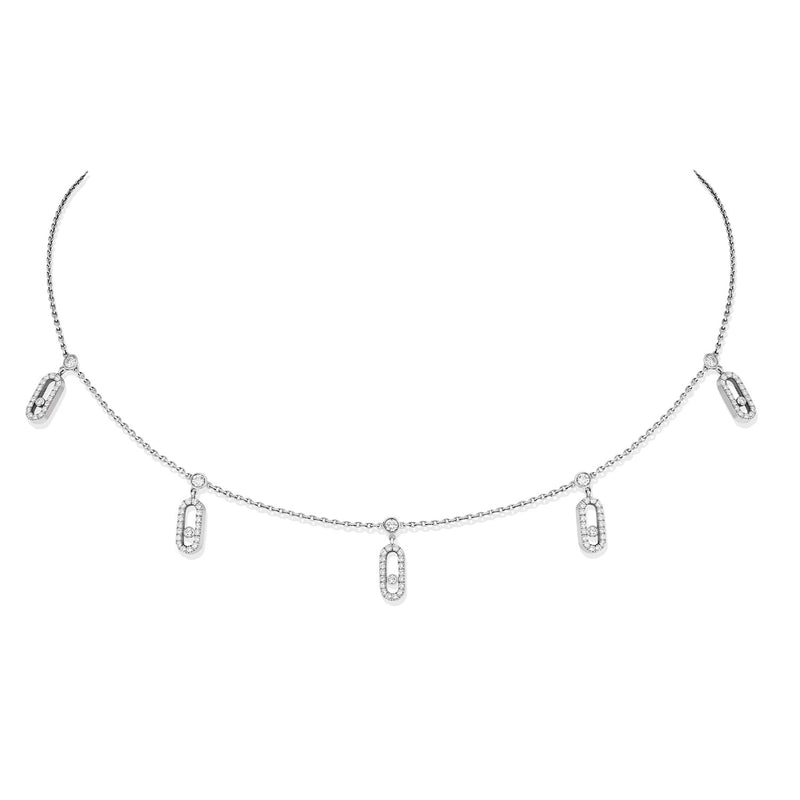 Messika Paris Move Uno 18ct White Gold Diamond Pendant Choker - Berry's Jewellers