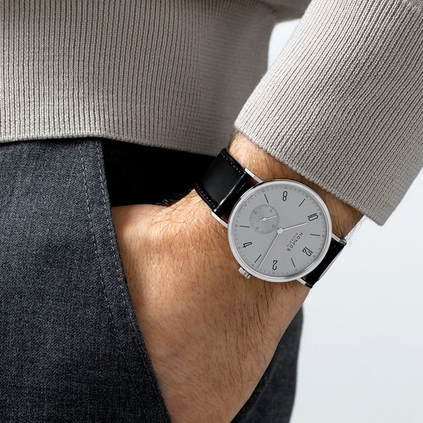NOMOS Glashütte Tangente Neomatik 39mm Platinum Grey Dial Mens Strap Watch - Berry's Jewellers