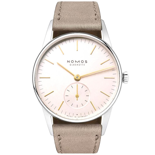 NOMOS Glashütte Orion 33 Small Seconds Rose Dial Ladies Strap Watch - Berry's Jewellers