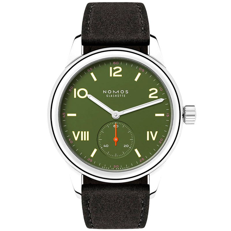 NOMOS Glashütte Club Campus 36mm All Olive Dial Manual-Wind Watch - Berry's Jewellers