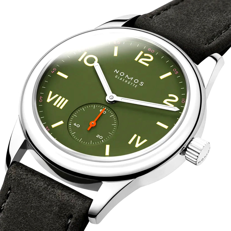 NOMOS Glashütte Club Campus 36mm All Olive Dial Manual-Wind Watch - Berry's Jewellers
