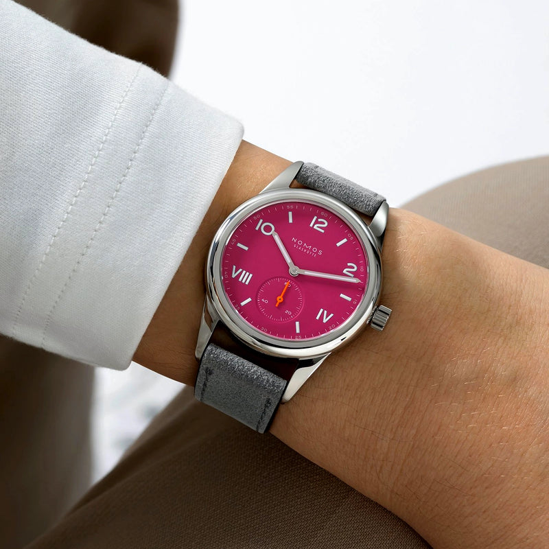NOMOS Glashütte Club Campus 36mm Deep Pink Dial Manual-Wind Watch - Berry's Jewellers