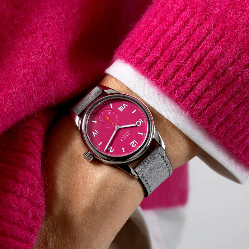 NOMOS Glashütte Club Campus 36mm Deep Pink Dial Manual-Wind Watch - Berry's Jewellers