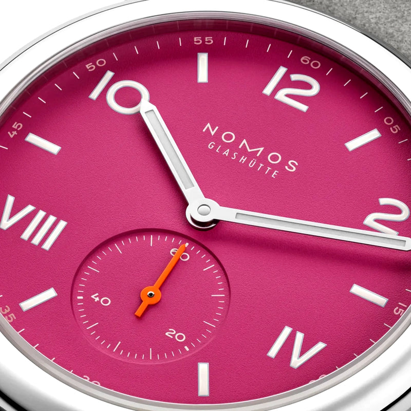 NOMOS Glashütte Club Campus 36mm Deep Pink Dial Manual-Wind Watch - Berry's Jewellers