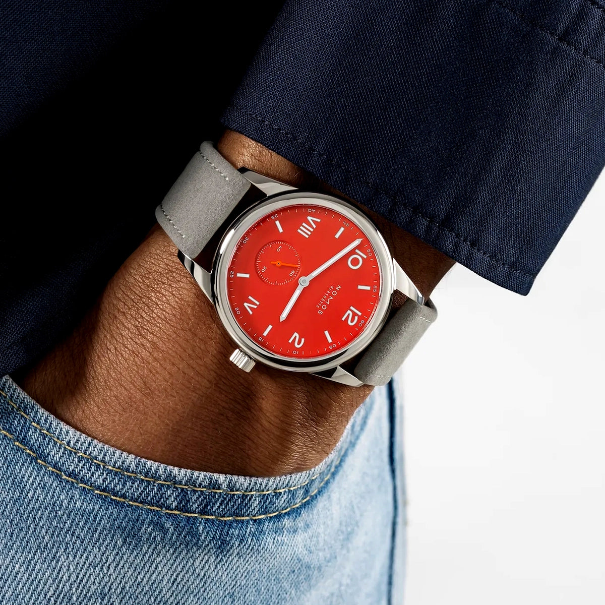 NOMOS Glashütte Club Campus 38.5mm Nonstop Red Dial Manual-Wind Watch - Berry's Jewellers