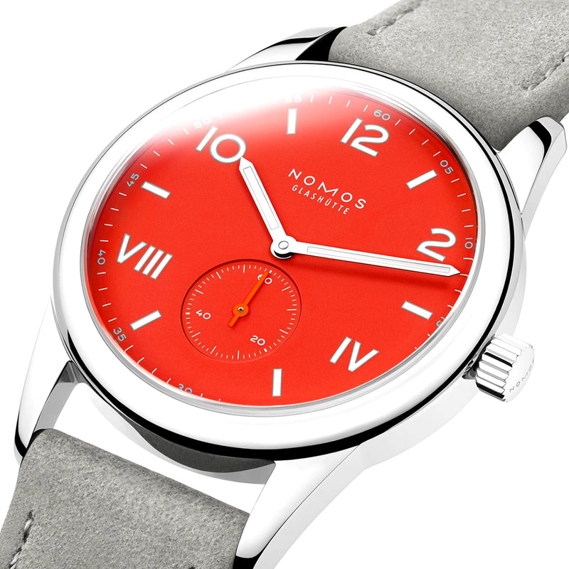 NOMOS Glashütte Club Campus 38.5mm Nonstop Red Dial Manual-Wind Watch - Berry's Jewellers
