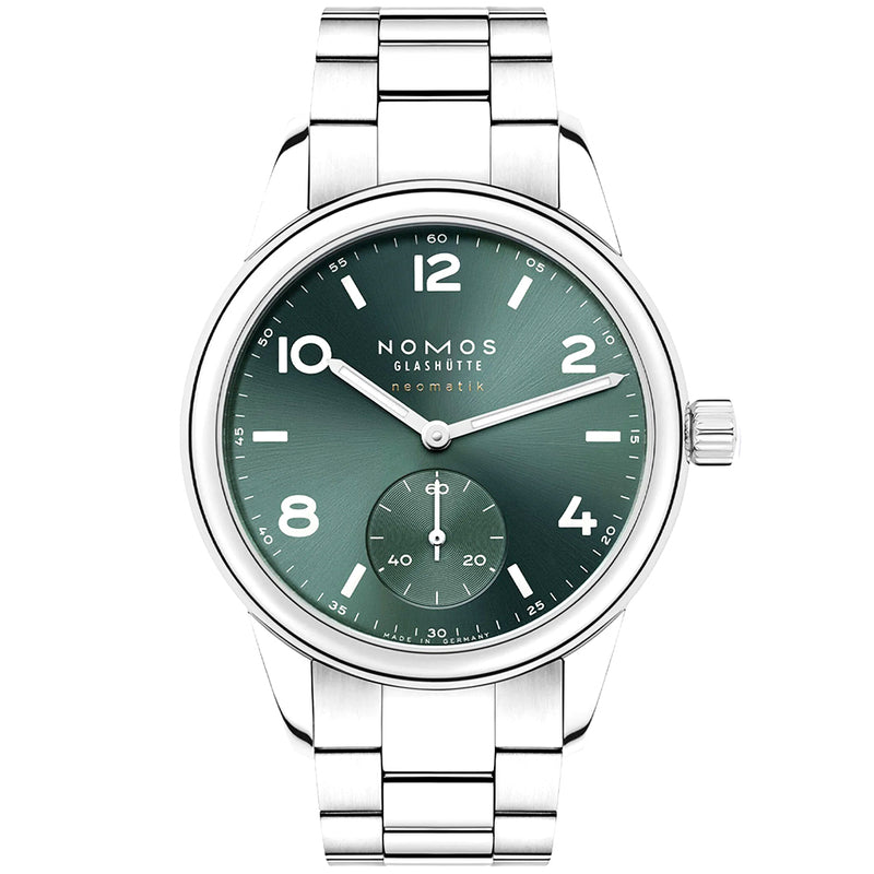 NOMOS Glashütte Club Sport Neomatik Petrol 37mm Green Dial Bracelet Watch - Berry's Jewellers