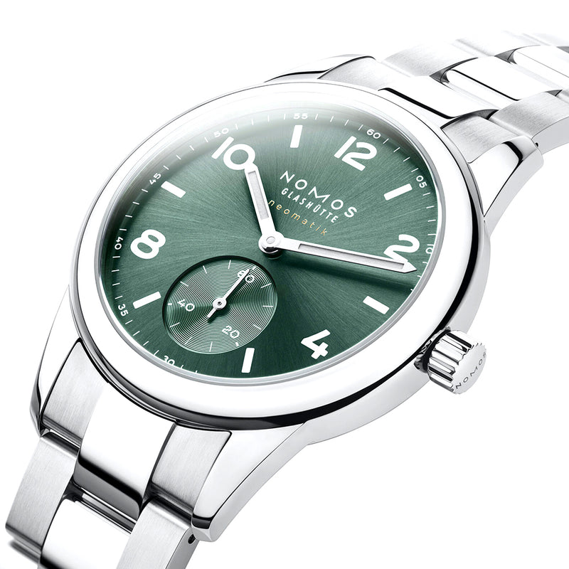 NOMOS Glashütte Club Sport Neomatik Petrol 37mm Green Dial Bracelet Watch - Berry's Jewellers