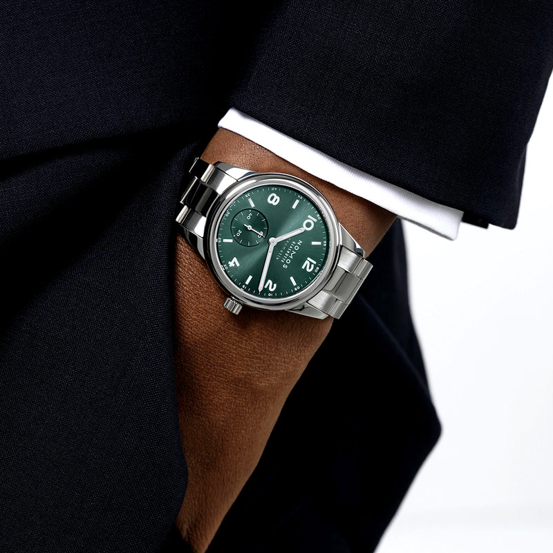 NOMOS Glashütte Club Sport Neomatik Petrol 37mm Green Dial Bracelet Watch - Berry's Jewellers