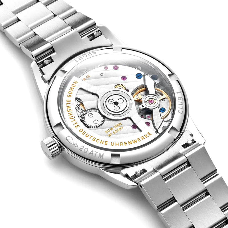 NOMOS Glashütte Club Sport Neomatik 34mm Rose Pink Dial Ladies Bracelet Watch - Berry's Jewellers