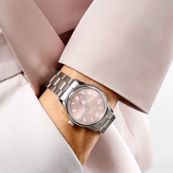 NOMOS Glashütte Club Sport Neomatik 34mm Rose Pink Dial Ladies Bracelet Watch - Berry's Jewellers