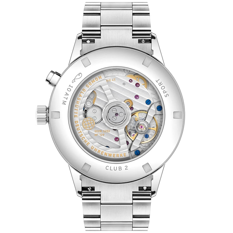NOMOS Glashütte Club Sport Neomatik Worldtimer 40mm Blue Dial Mens Bracelet Watch - Berry's Jewellers