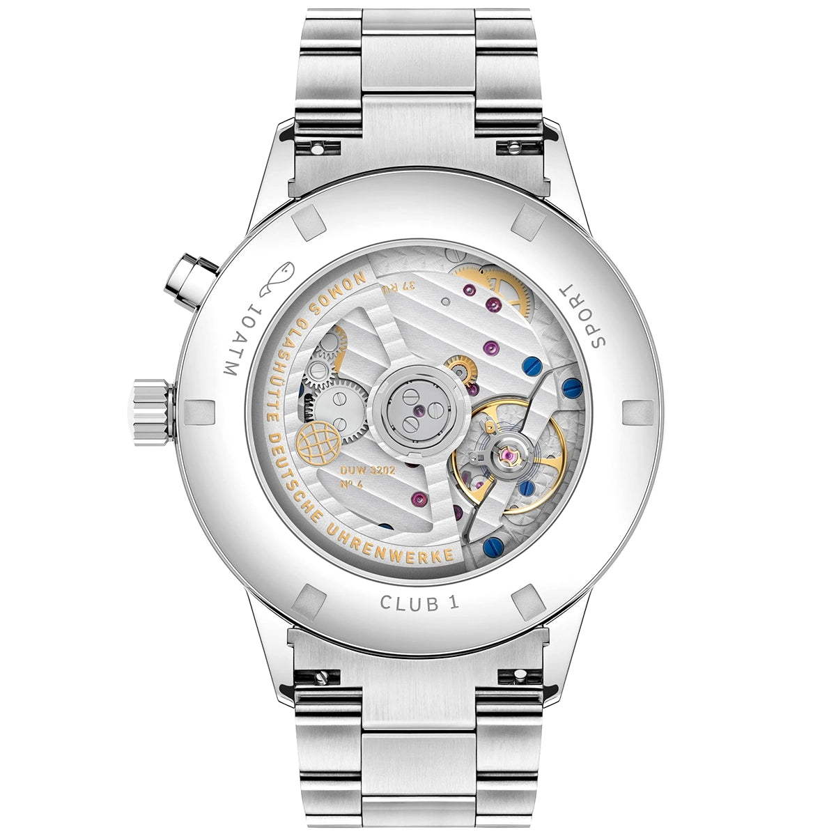 NOMOS Glashütte Club Sport Neomatik Worldtimer 40mm Silver Dial Mens Bracelet Watch - Berry's Jewellers