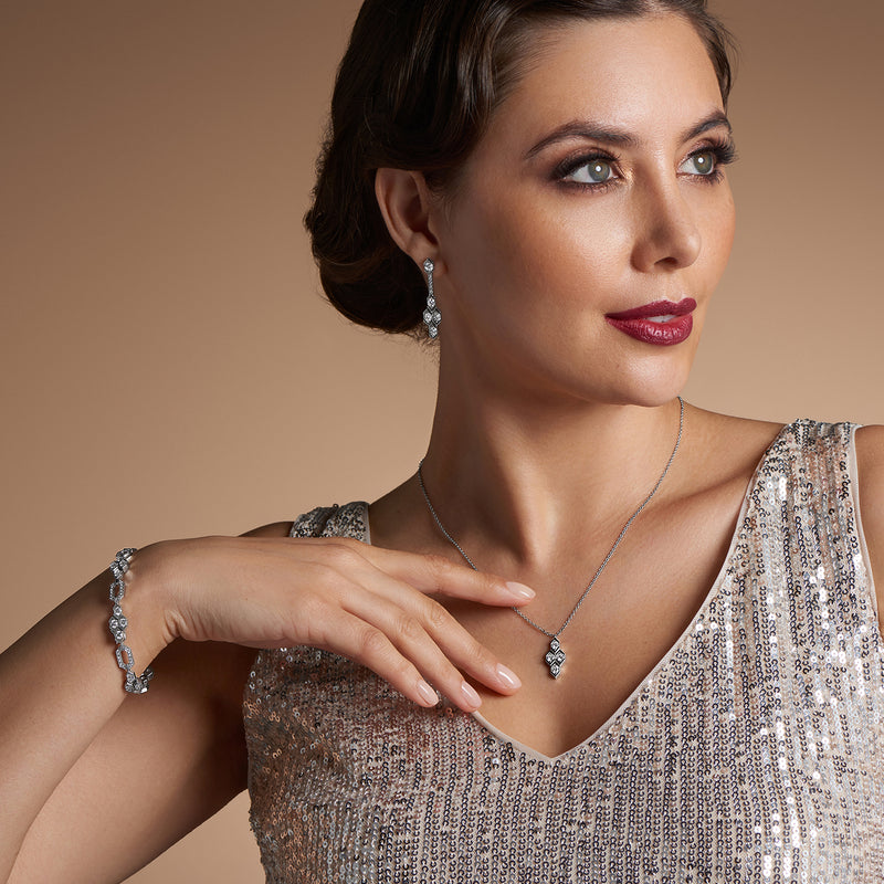 Nouveau Collection 18ct White Gold Full Diamond Line Bracelet