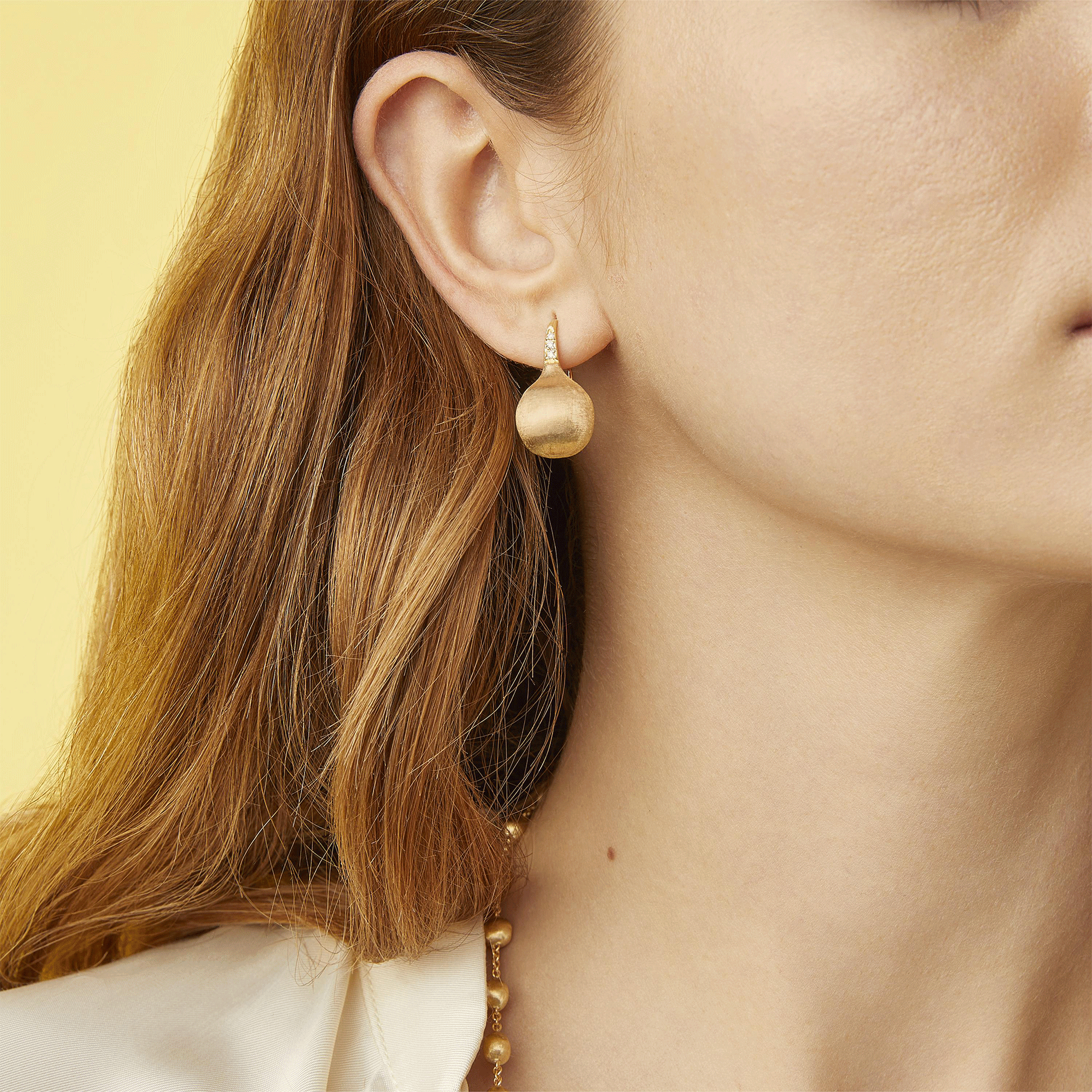 Africa 18ct Yellow Gold Diamond Set Drop Earrings