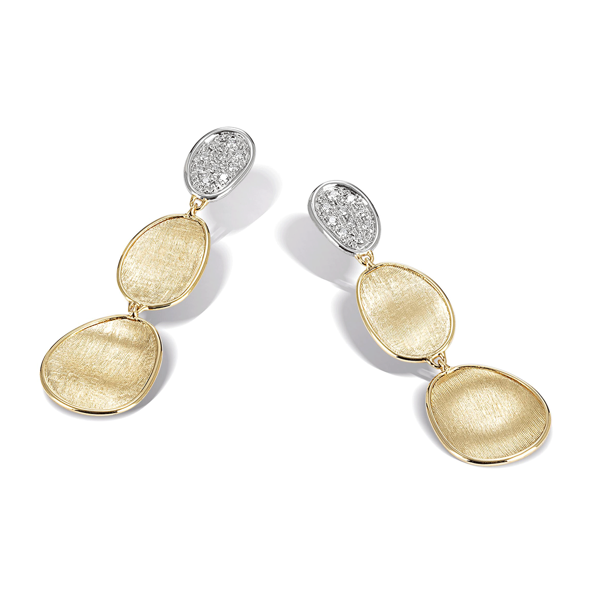 Lunaria 18ct Yellow Gold Pave Diamond Set Drop Earrings