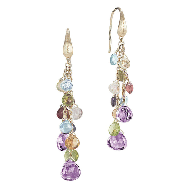 Marco Bicego Paradise 18ct Yellow Gold Multicoloured Stone Drop Earrings - Berry's Jewellers
