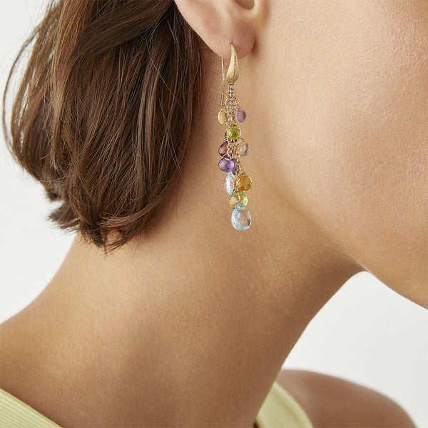 Marco Bicego Paradise 18ct Yellow Gold Multicoloured Stone Drop Earrings - Berry's Jewellers