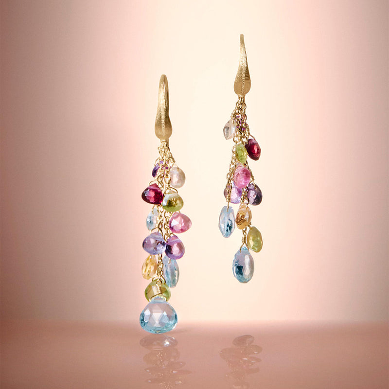 Marco Bicego Paradise 18ct Yellow Gold Multicoloured Stone Drop Earrings - Berry's Jewellers