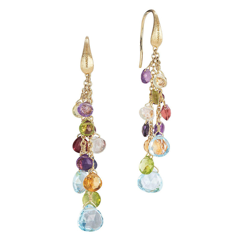 Marco Bicego Paradise 18ct Yellow Gold Multicoloured Stone Drop Earrings - Berry's Jewellers
