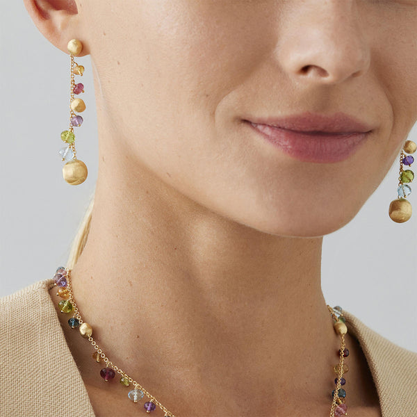 Marco Bicego Africa 18ct Yellow Gold Mixed Stone Drop Earrings - Berry's Jewellers