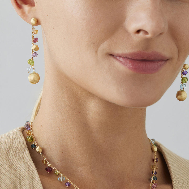 Marco Bicego Africa 18ct Yellow Gold Mixed Stone Drop Earrings - Berry's Jewellers