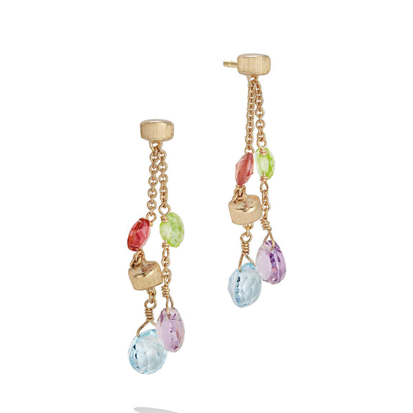 Marco Bicego Paradise 18ct Yellow Gold Mixed Stone Double Drop Earrings - Berry's Jewellers
