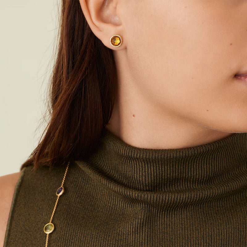 Marco Bicego Jaipur 18ct Yellow Gold Yellow Quartz Stud Earrings - Berry's Jewellers
