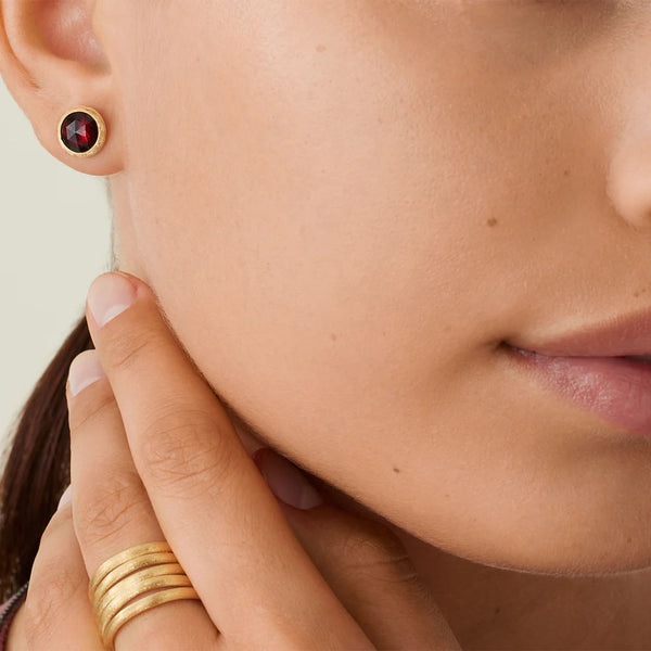 Marco Bicego Jaipur 18ct Yellow Gold Red Garnet Stud Earrings - Berry's Jewellers